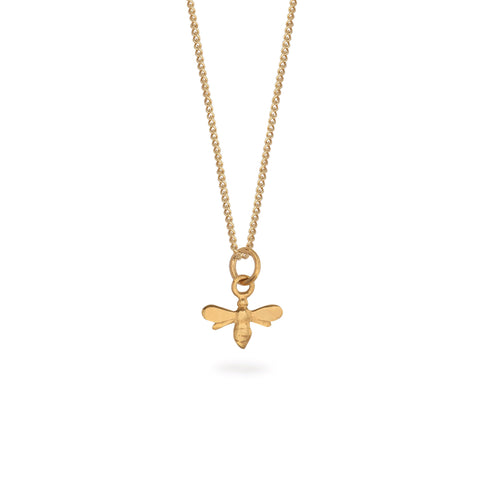 Tiny Bee Charm Necklace Gold Vermeil
