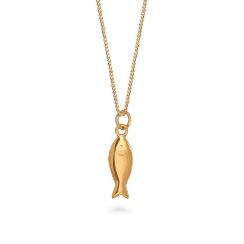 Fish Pendant Necklace Gold Vermeil