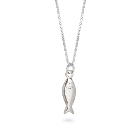 Fish Pendant Necklace Sterling Silver