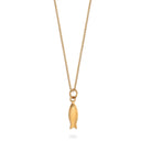 Tiny Fish Charm Necklace Gold