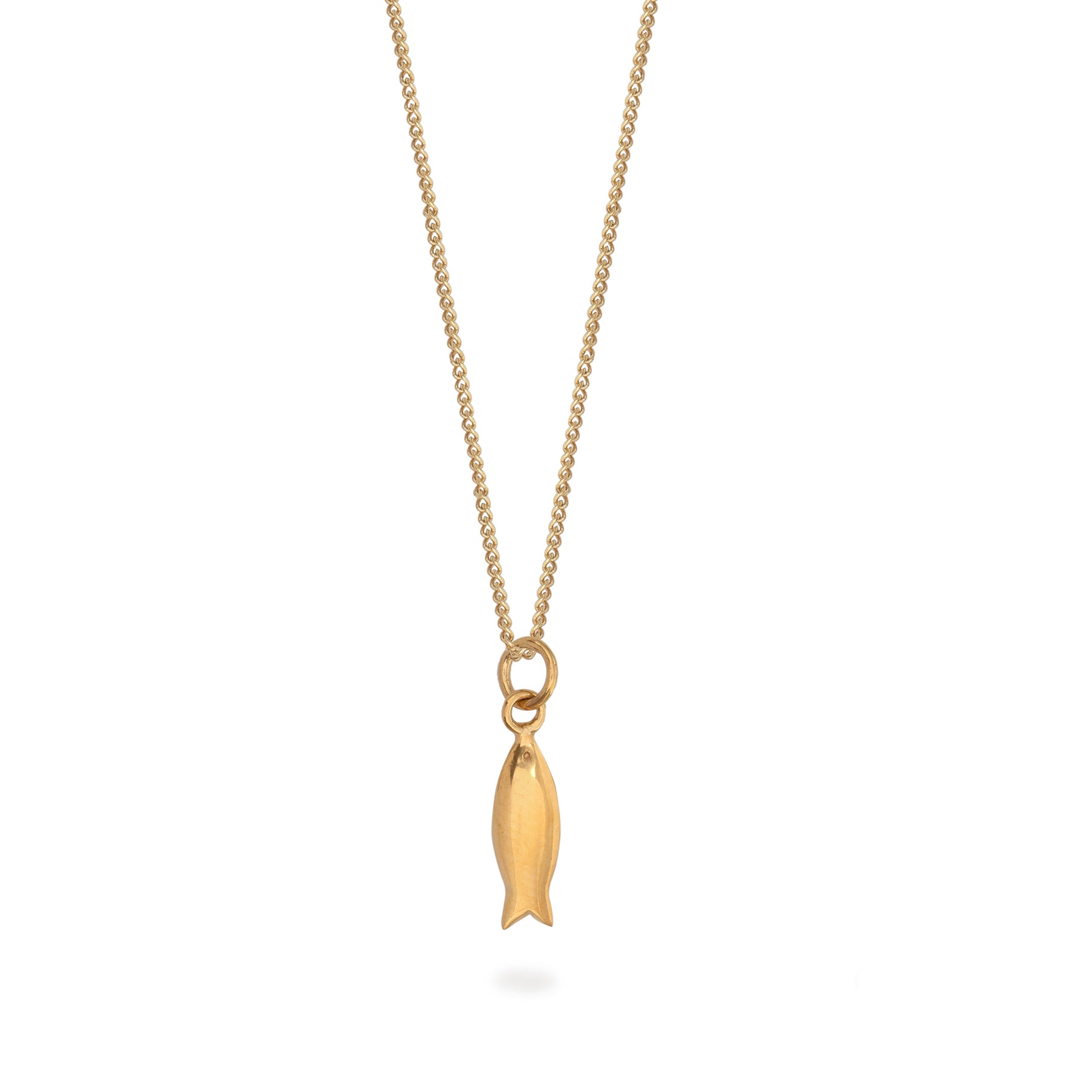 Tiny Fish Charm Necklace Gold