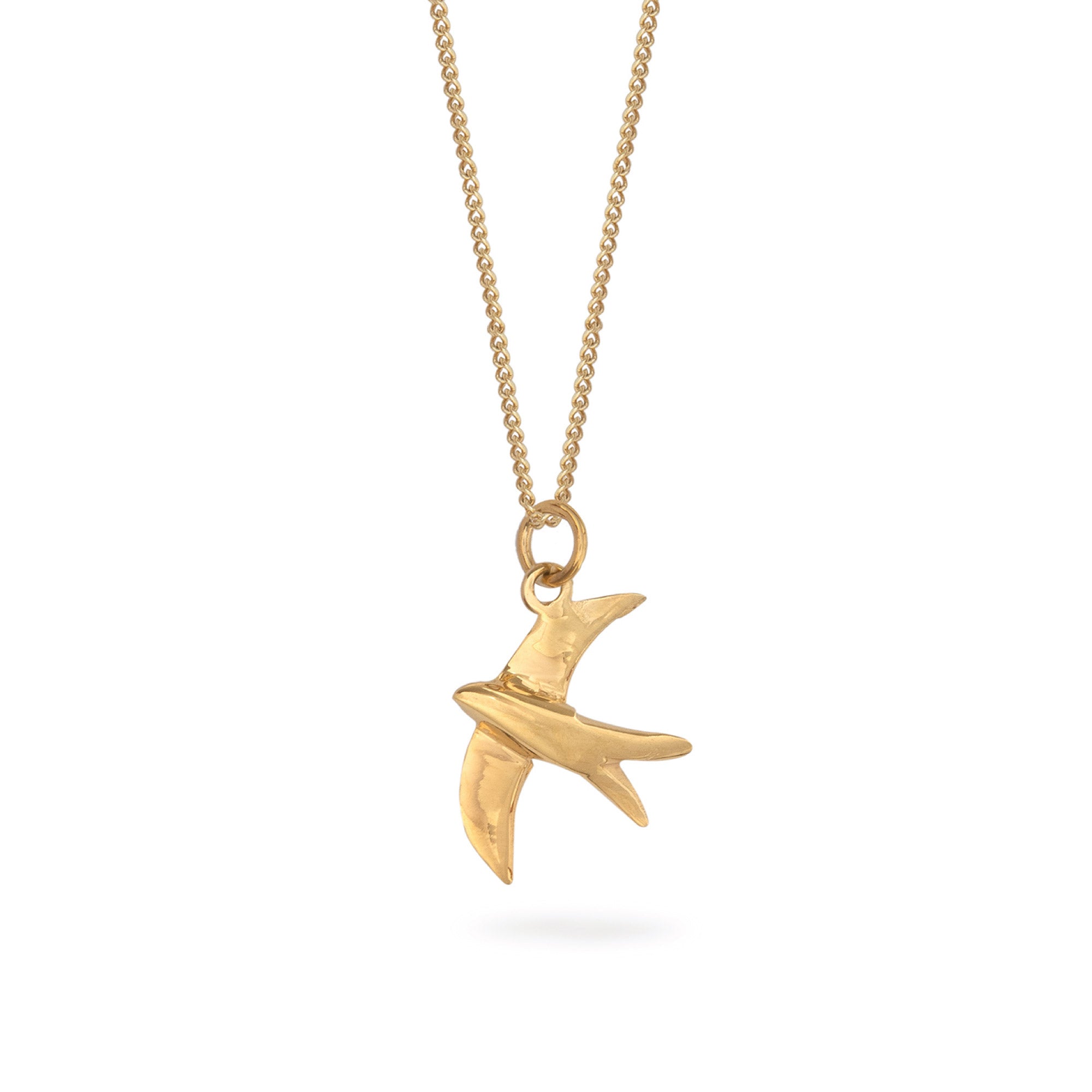 Swallow Charm Necklace Gold Vermeil