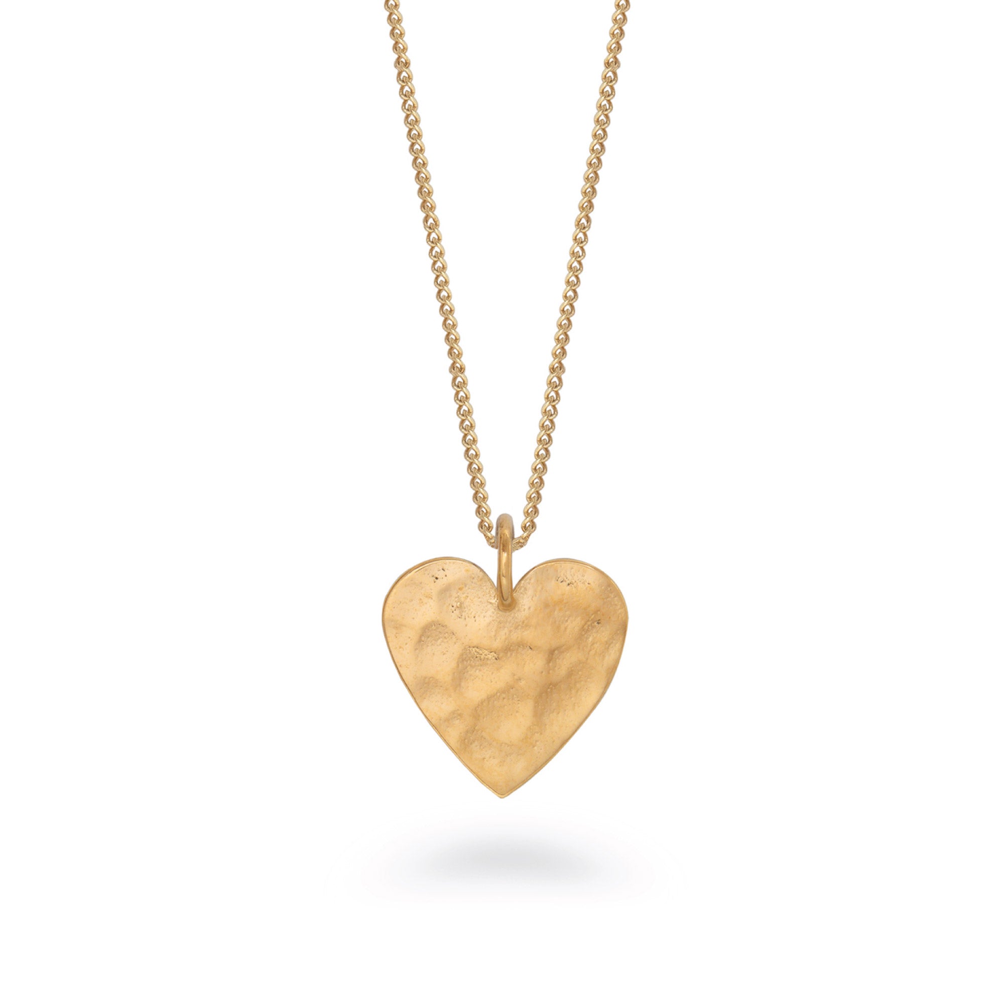 Hammered Heart Pendant Necklace Gold Vermeil