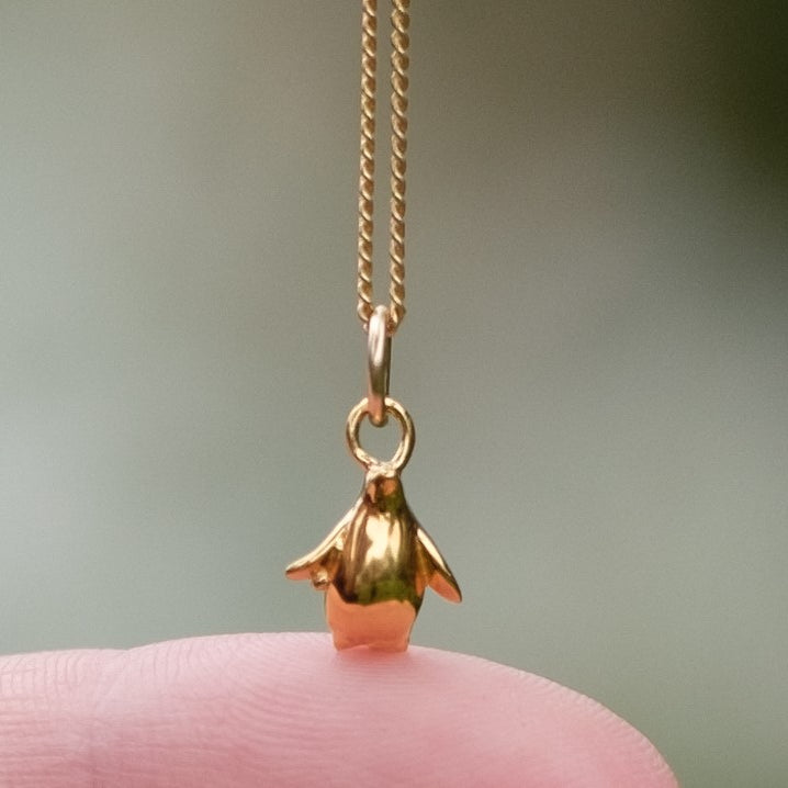 Tiny Penguin 14ct Solid Gold Necklace