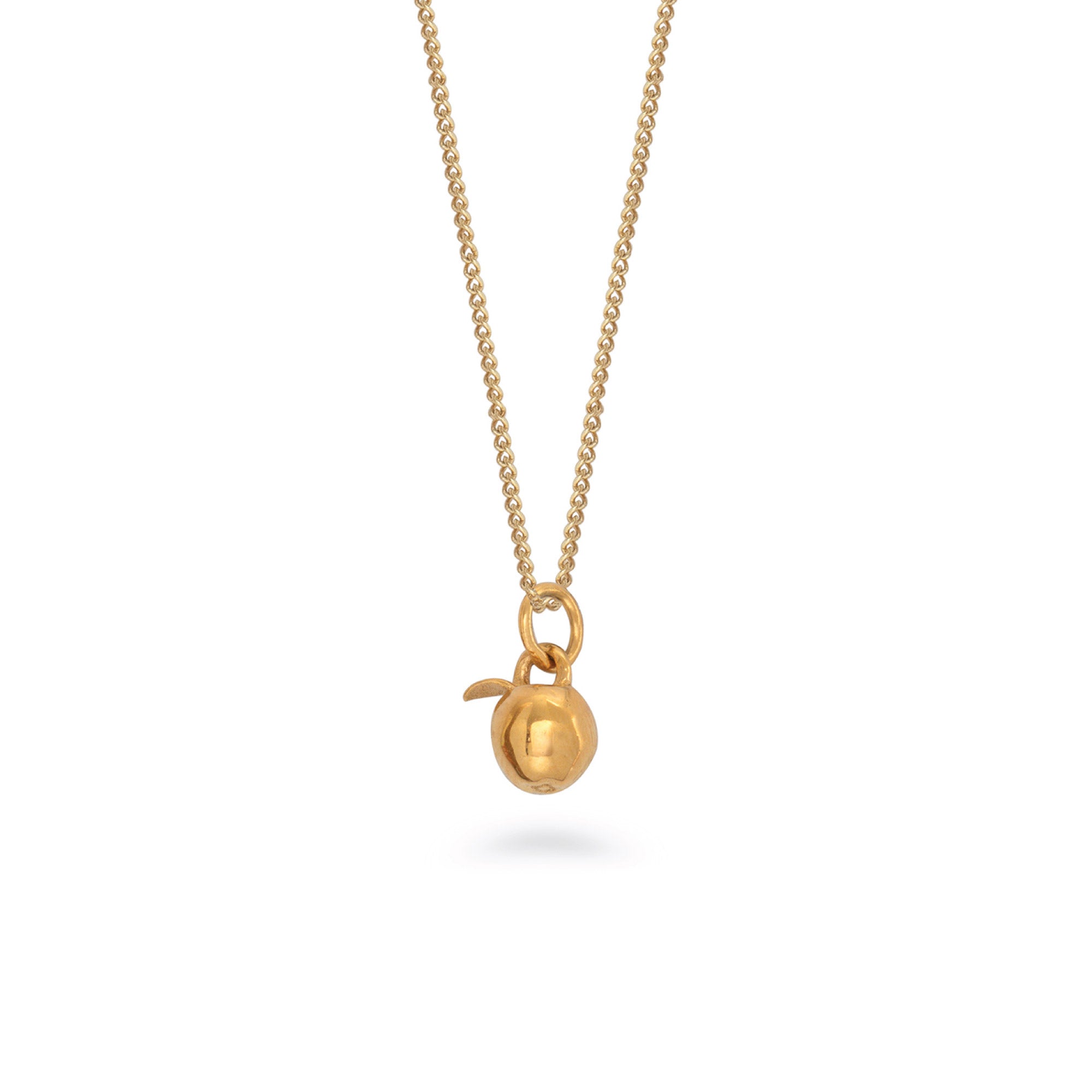 Tiny Apple Charm Necklace Gold Vermeil