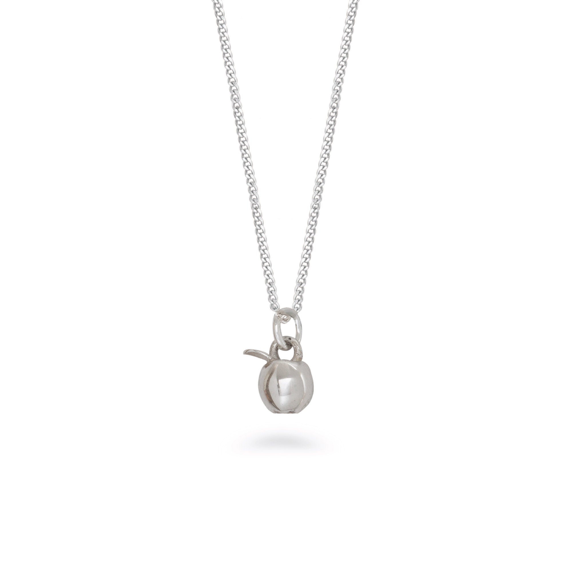 Tiny Apple Charm Necklace Sterling Silver