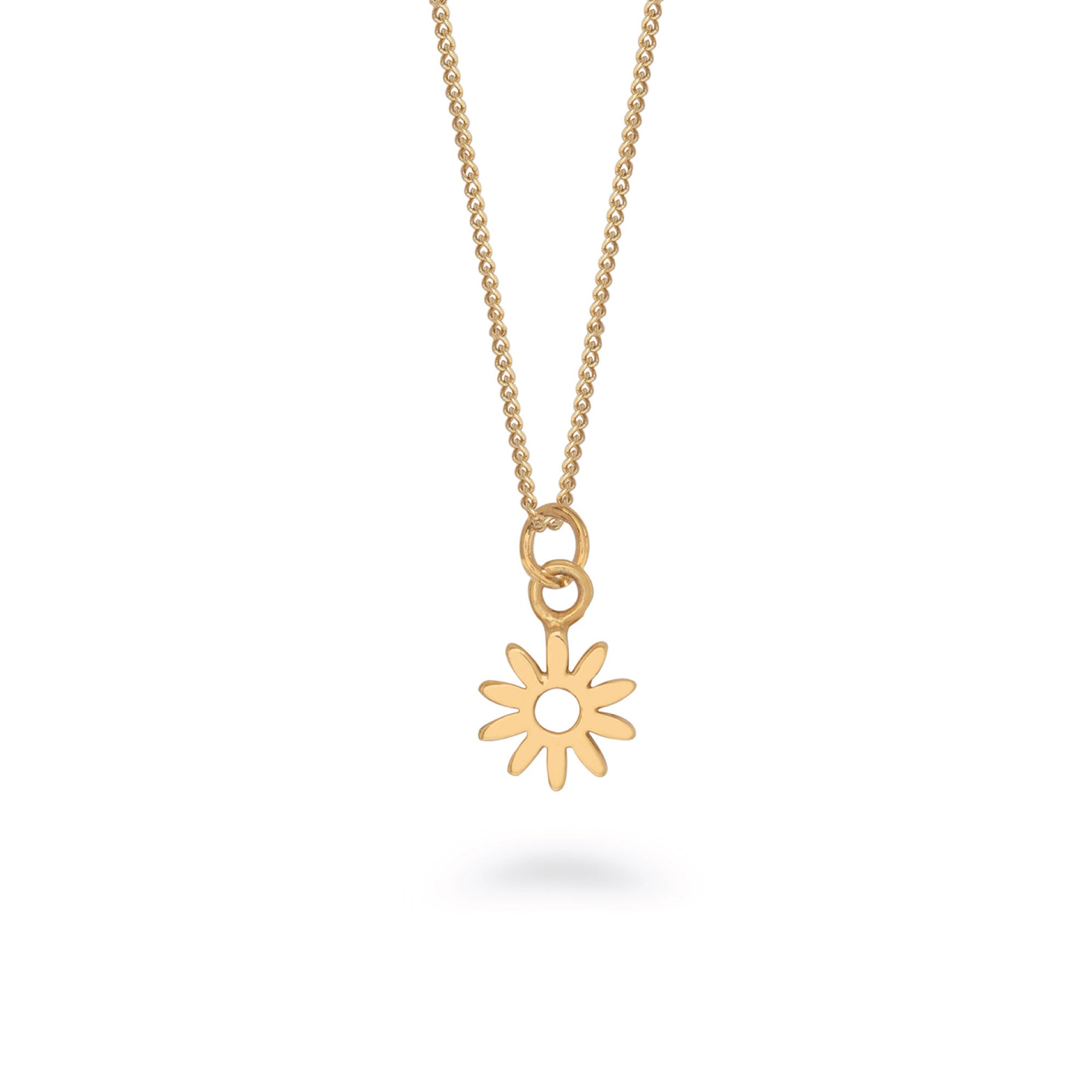 Tiny Flower Charm Necklace Gold Vermeil