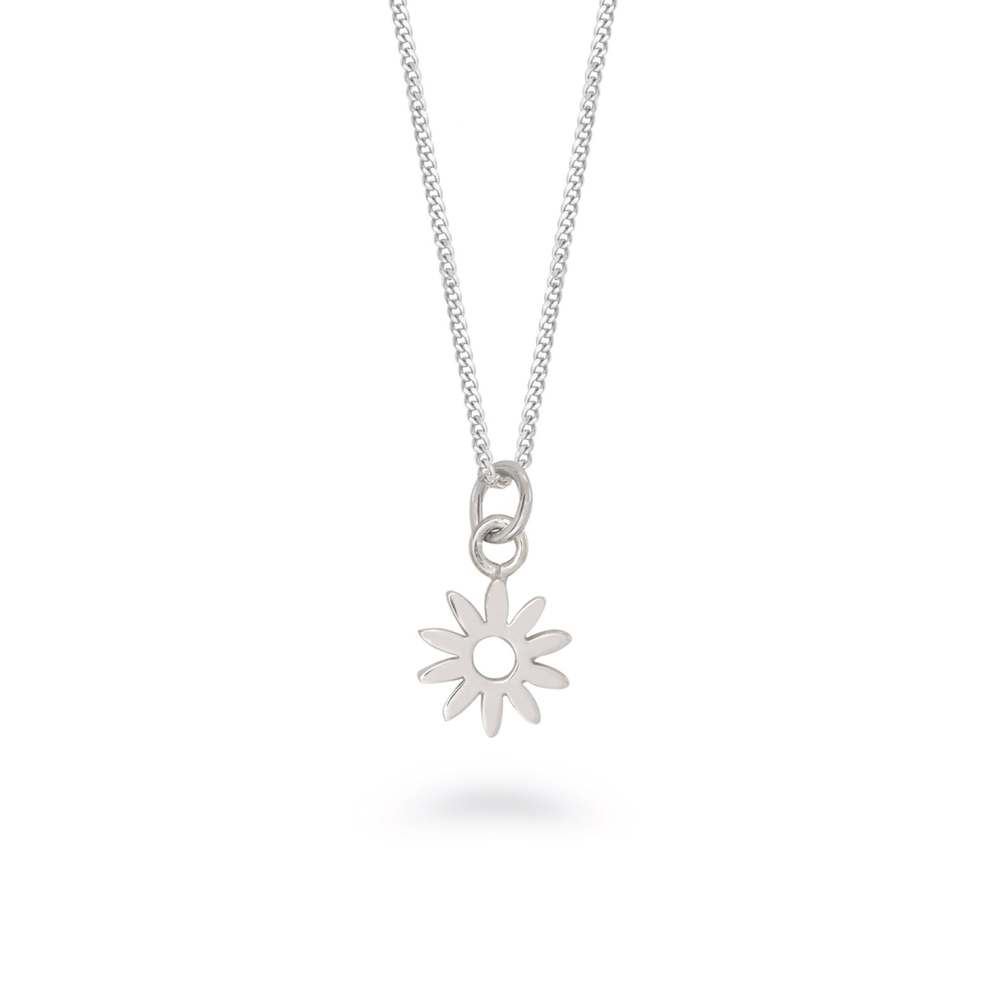 Tiny Flower Charm Necklace Sterling Silver