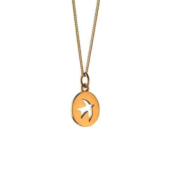 12mm Swallow Silhouette Pendant Necklace