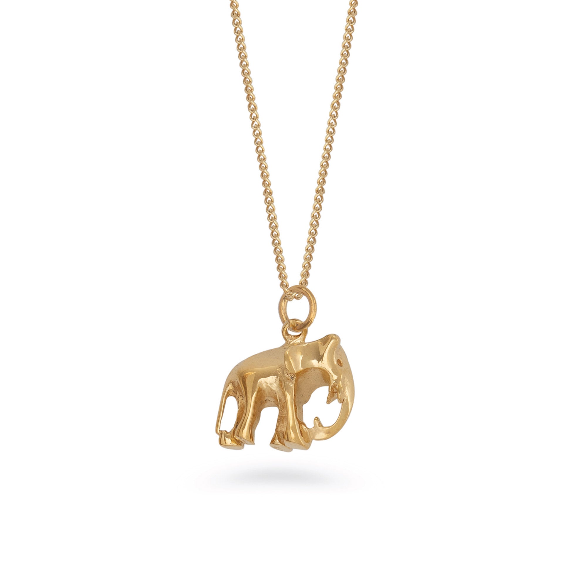 Elephant Pendant Necklace Gold Vermeil
