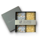 Two cotton hankies in a box with 'The Morris Collection' branding on a white background