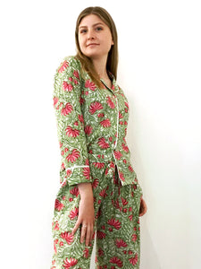 *NEW Separates Jaipur Green & Pink Cotton Pyjama Top