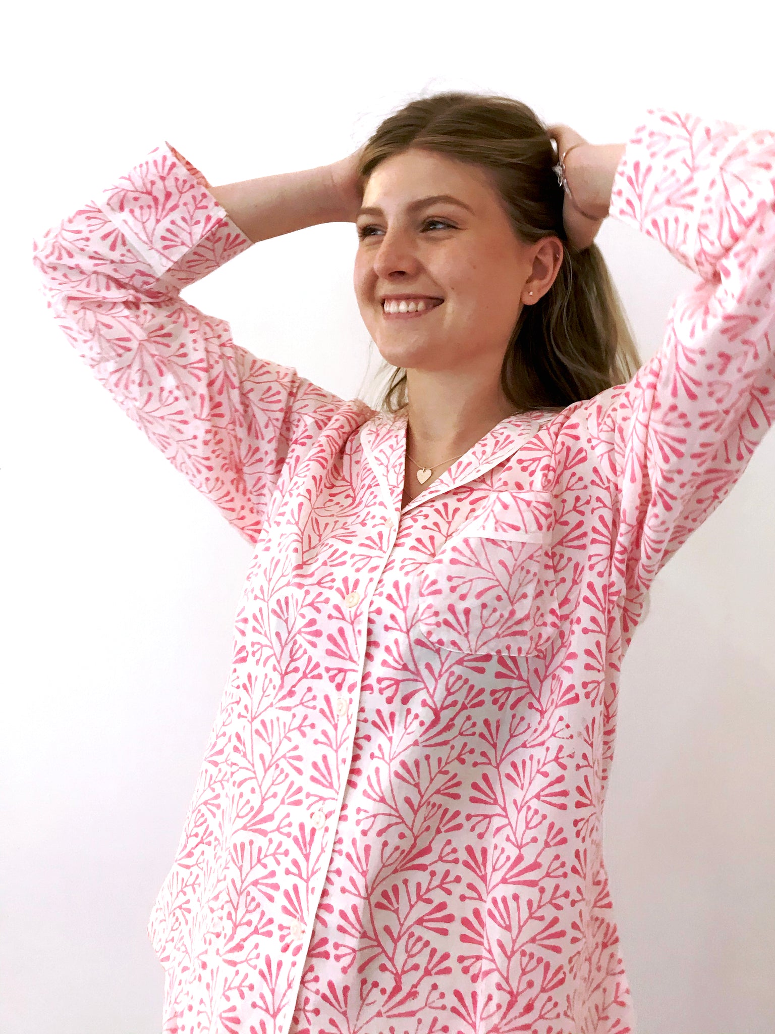 Slight Second Pink Bud block print Pyjamas
