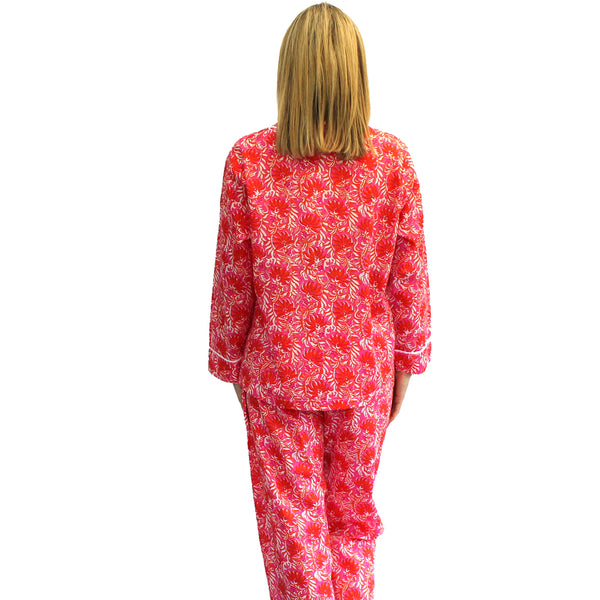 pink and orange cotton set of pyjamas 
