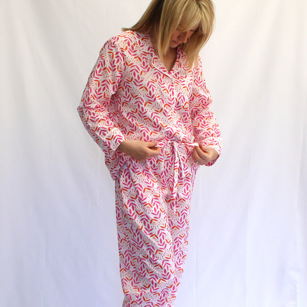 Magenta and Orange Leaf & Bud Pyjamas