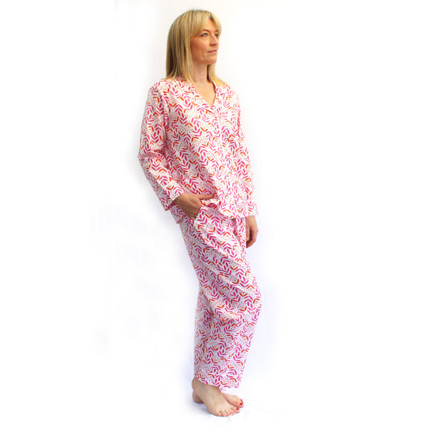 Magenta and Orange Leaf & Bud Pyjamas