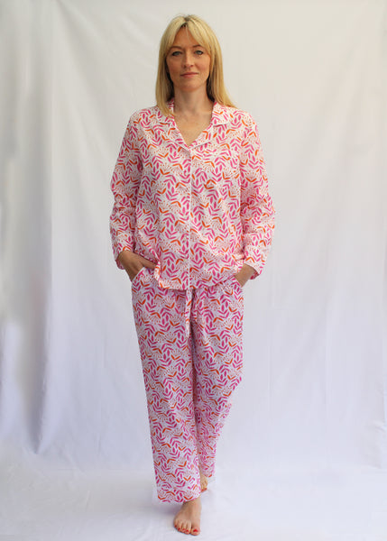 Magenta and Orange Leaf & Bud Pyjamas