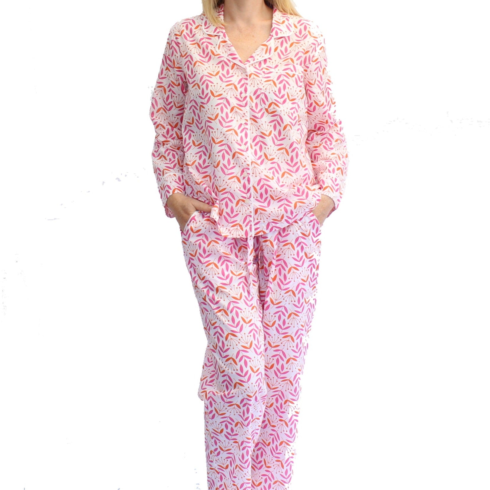 Magenta and Orange Leaf & Bud Pyjamas