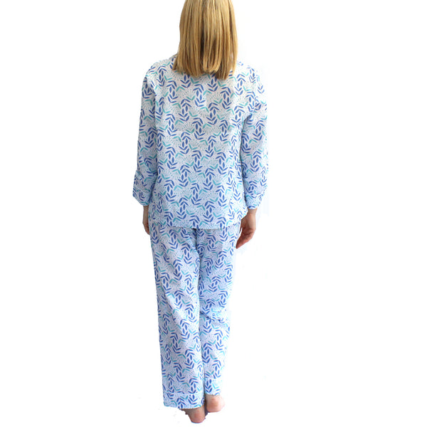 blue leaf and bud pyjama 