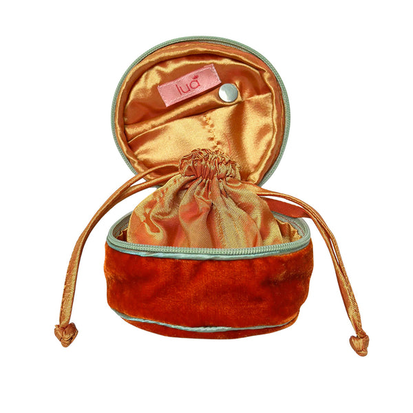 Orange velvet purse for jewellery 