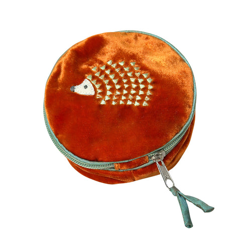 Orange velvet purse for jewellery 