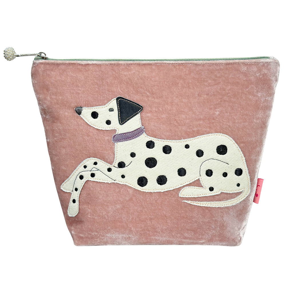 Large Velvet Dusky Pink Dalmatian Cosmetic Purse