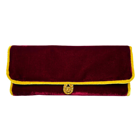 Dark Red Velvet Jewellery Storage Roll
