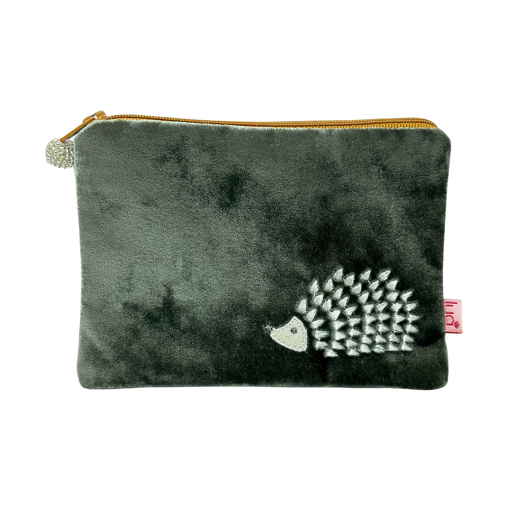 Velvet Coin Purse: Hedgehog Sage