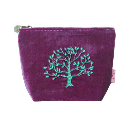 Oak Tree Magenta and Aqua Velvet Cosmetic Purse
