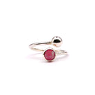 Ruby Adjustable Birthstone Ring Sterling Silver July