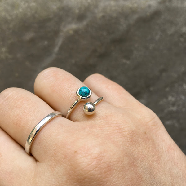 Turquoise Adjustable Birthstone Ring Sterling Silver December