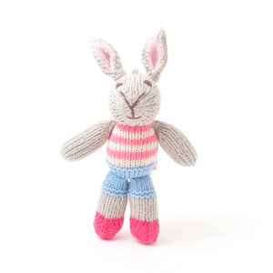 Rabbit Stripe Top and Blue Shorts Soft Toy