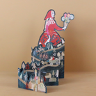 3D paper card of a woman with flowers on a beige background