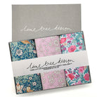 Set of floral handkerchiefs in a box with 'lime tree design' branding.