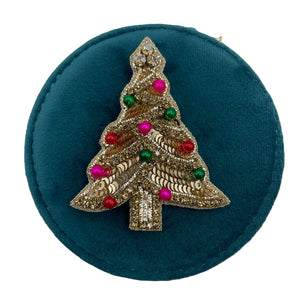 Velvet Teal Kitsch Tree Jewellery Travel Pot