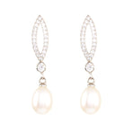 Limited Edition Large Open Oval CZ and Pearl Earrings