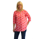 magenta and orange cotton tunic top 