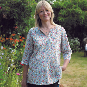 Grey Betsy Tunic Made with Liberty of London Fabric