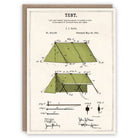 Greetings card of a Vintage-style tent patent illustration on a white background
