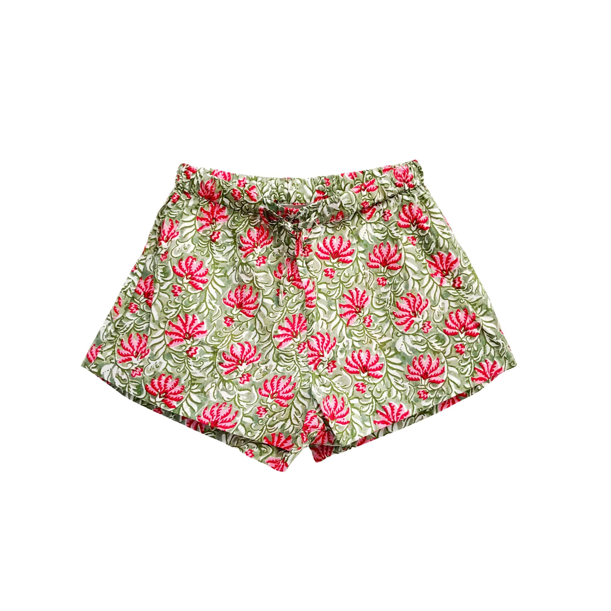 Jaipur Green Pink Cotton Sleep Shorts