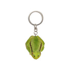 Keychain with a green stone-like object on a white background
