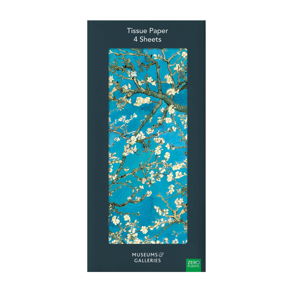 4 Sheets Printed Tissue Paper: Almond Branches in Bloom – Lime Tree Design
