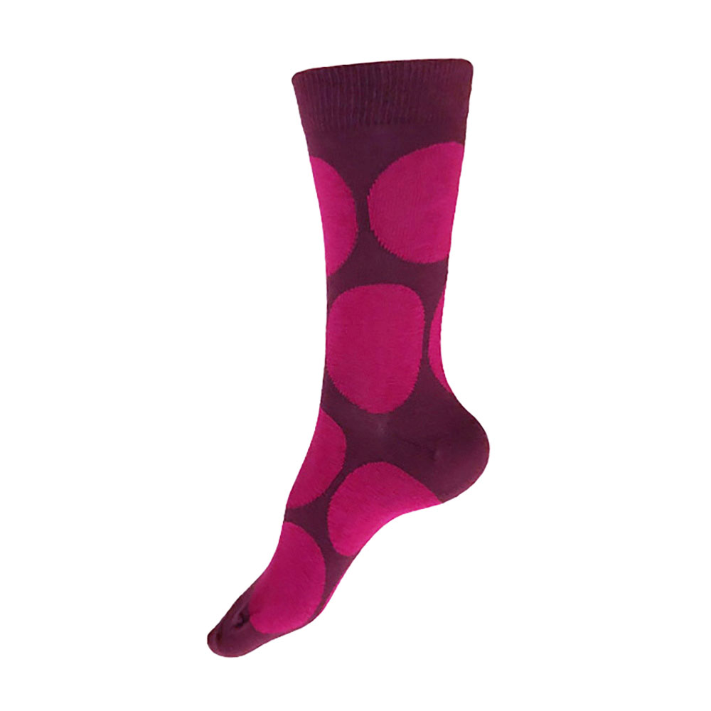Dotty Burgundy and Magenta Cotton Odd Socks