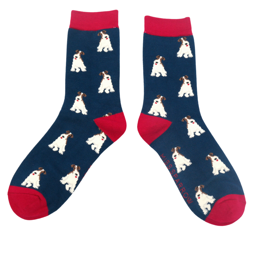 Bamboo Fox Terrier Socks Navy