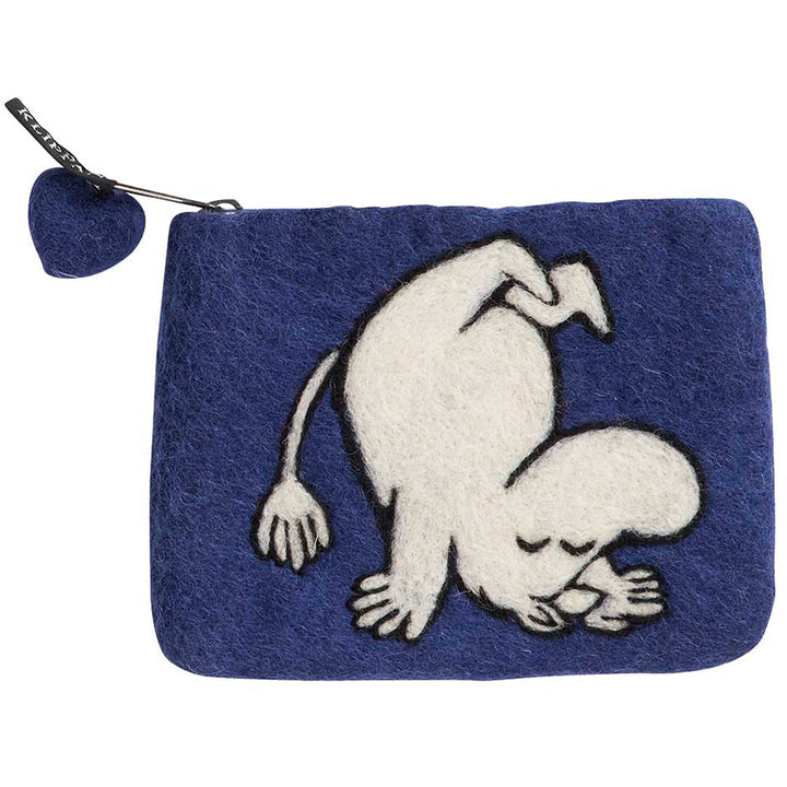 Moomin Up And Down Blue Felted Wool Purse