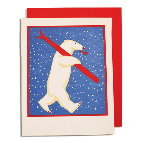 Archivist Christmas Skiing Polar Bear - (pack of 5) Christmas Cards