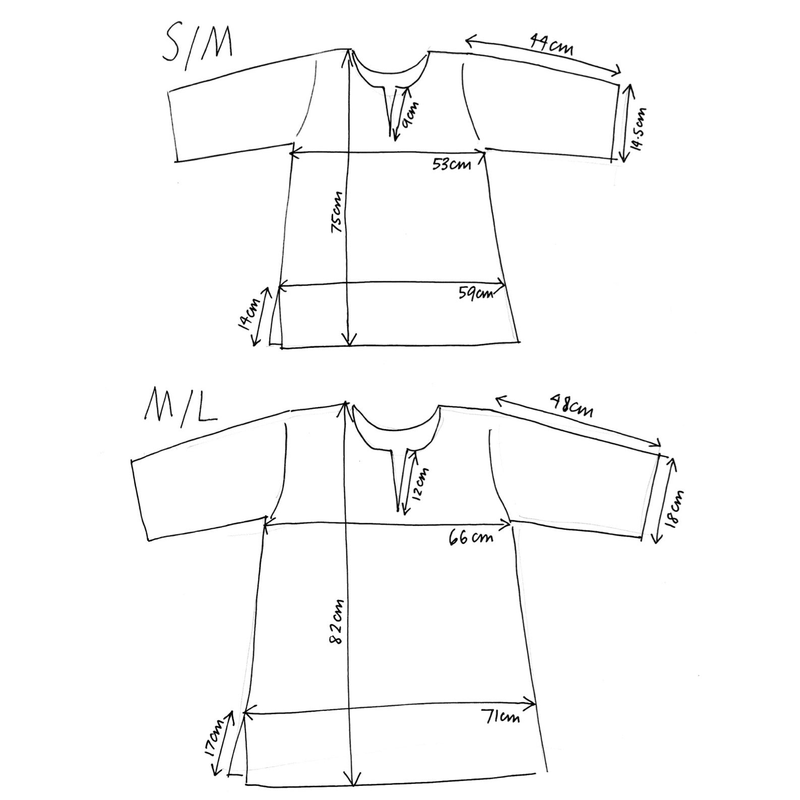 dimensions for tunic 