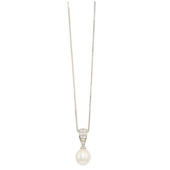 Limited Edition Triangular Cubic Zirconia & Pearl Pendant