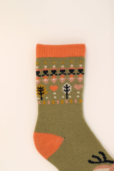 Olive Cute Deer Knitted Socks