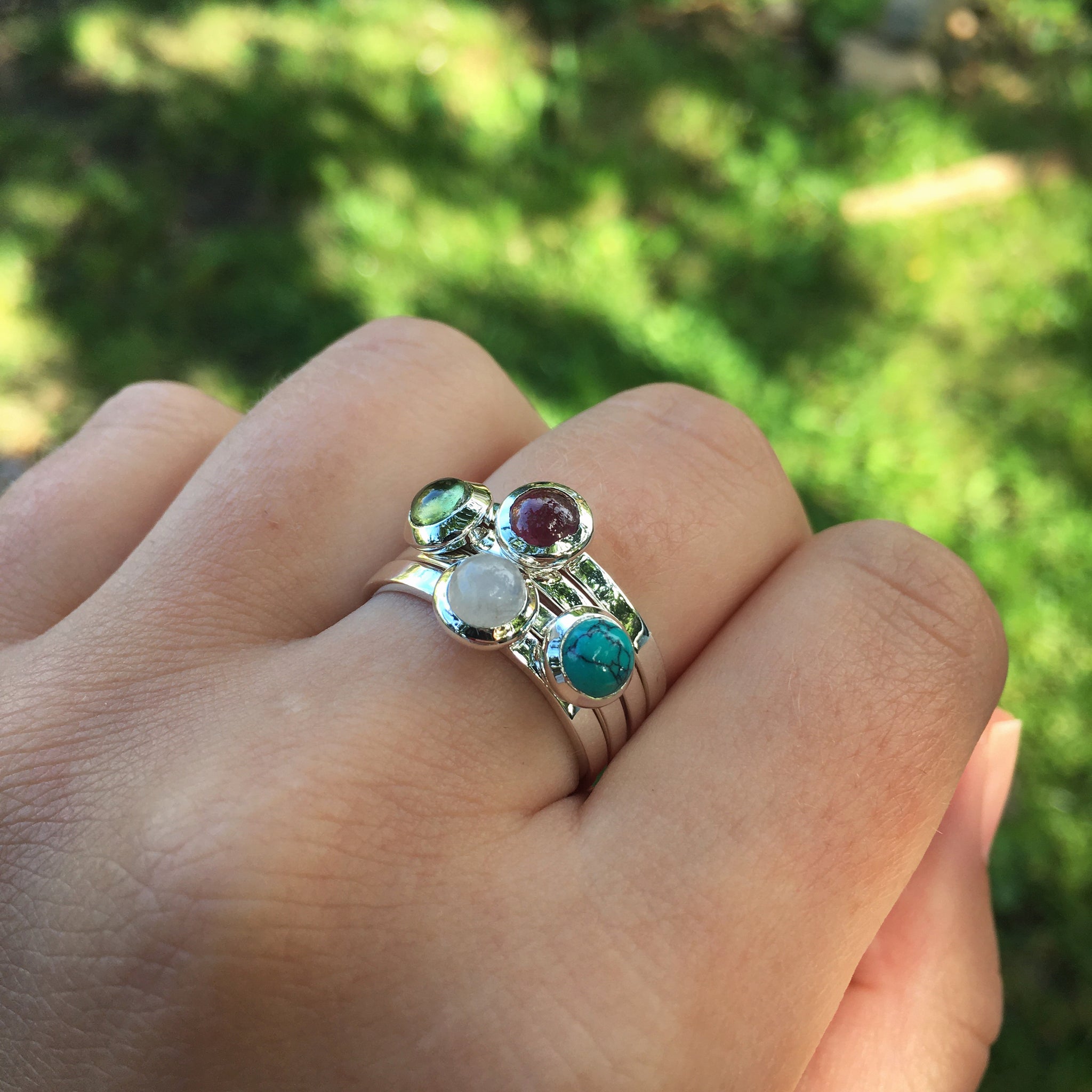 Birthstone Stacking Ring Sterling Silver